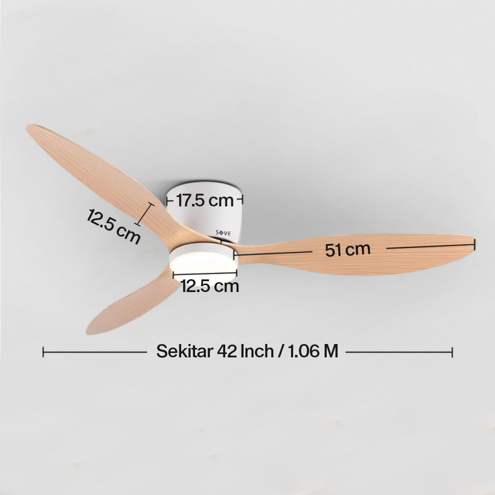Gambar produk SOVE Kipas Angin Gantung Lampu Tri Color Ceiling Fan 42 Inch - YN-45