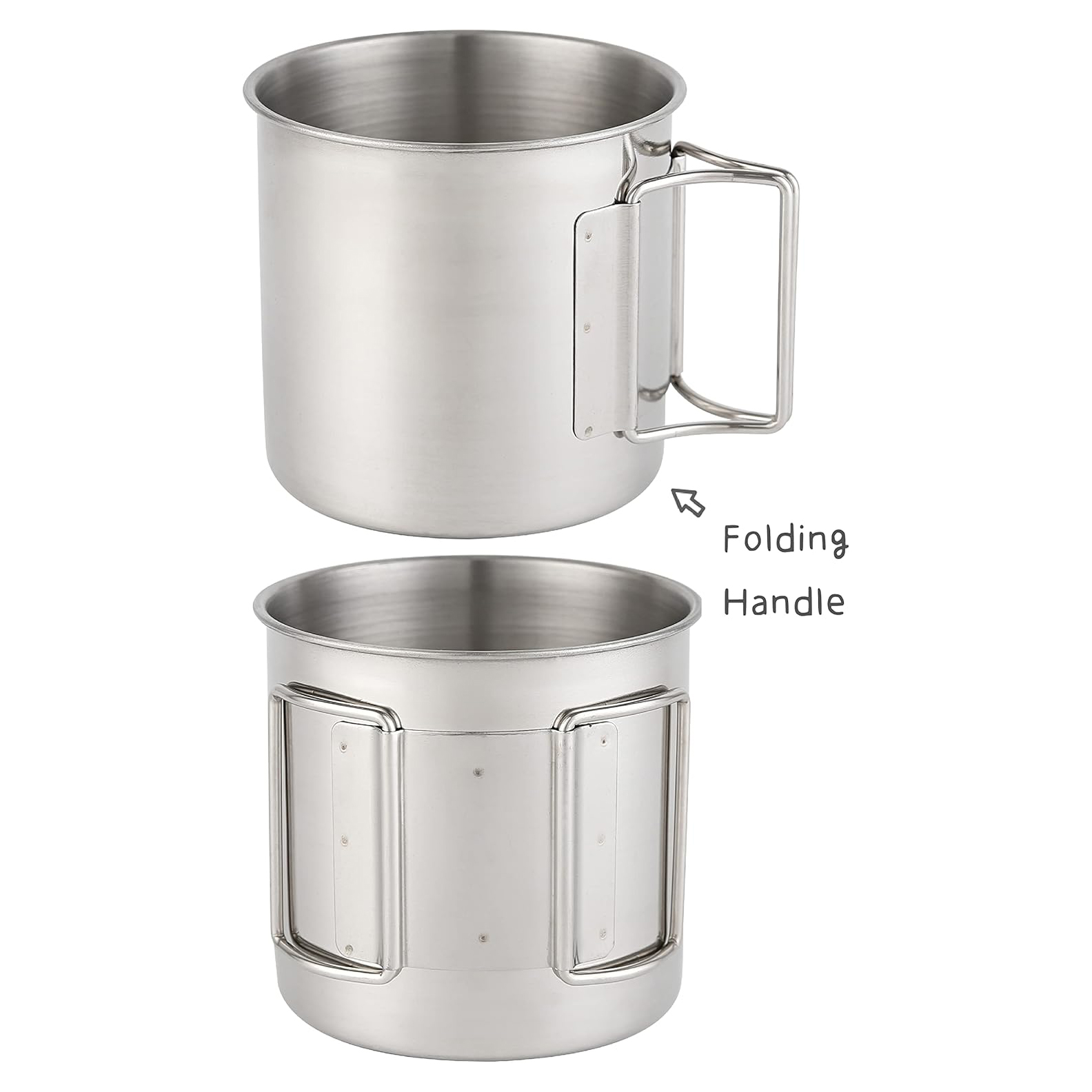 Gambar produk MyTrip Cangkir Kopi Stainless Steel Gagang Lipat Camping Mug 500ml - INU164
