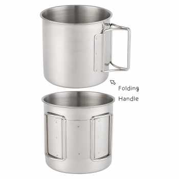 Gambar produk MyTrip Cangkir Kopi Stainless Steel Gagang Lipat Camping Mug 500ml - INU164