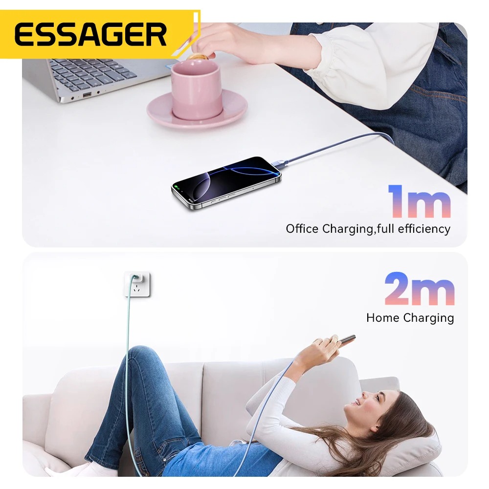 Gambar produk ESSAGER Kabel Data Type C to Lightning Fast Charging Braided 29W 2M - ES-X73
