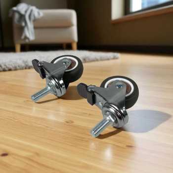 Gambar produk CASTRY Roda Kastor Furniture Soft Rubber Caster Wheel 2 Inch 2 PCS Screw with Brake - C20
