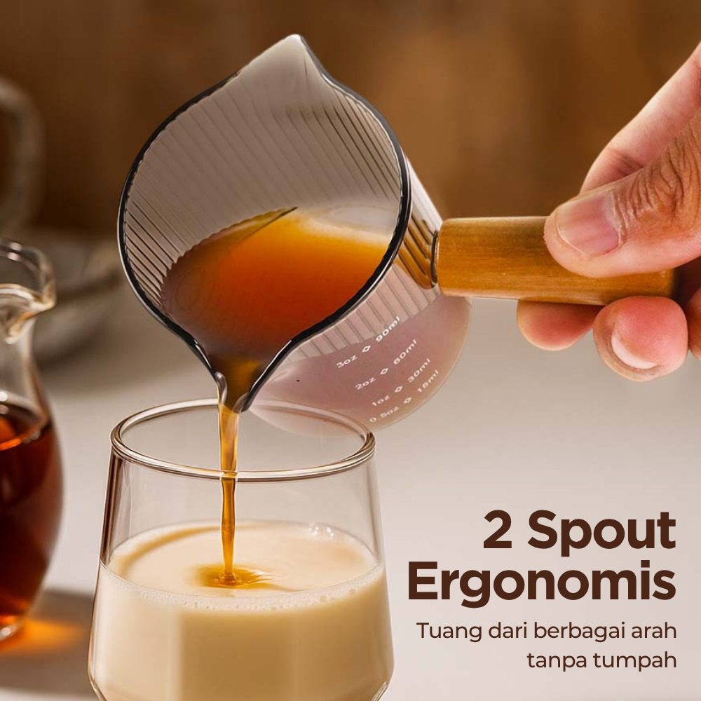 Gambar produk KESOTO Gelas Takar Kopi Espresso Shot Measuring Cup Double Spout 90ml - KS65