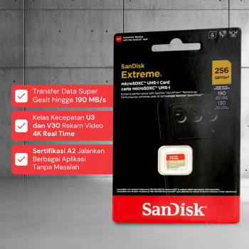 Gambar produk SanDisk Extreme microSDXC V30 A2 U3 256GB-SDSQXAV-256G