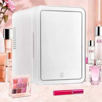 Nehumie Kulkas Mini Skincare Fridge Hot and Cold LED Light Mirror 4L - N40