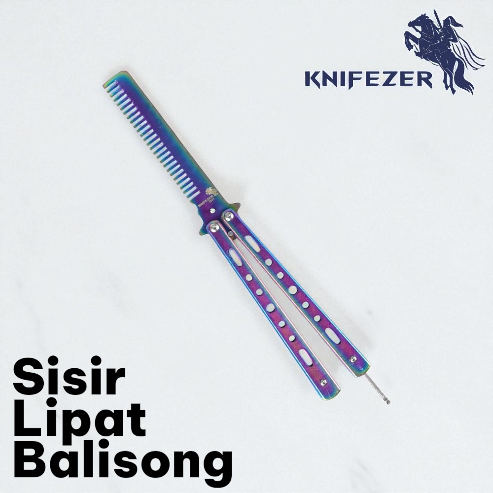 Gambar produk KNIFEZER Sisir Lipat Besi Butterfly Balisong Training Knife 220mm - JL07