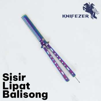 Gambar produk KNIFEZER Sisir Lipat Besi Butterfly Balisong Training Knife 220mm - JL07