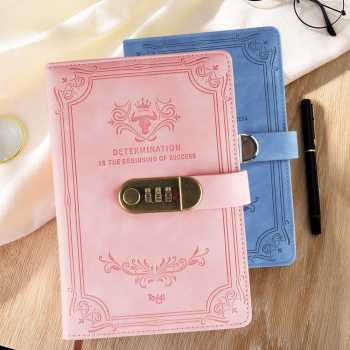 Gambar produk Toddi Buku Jurnal Leather Determination A5 200 Halaman Grid with Lock - TDD3