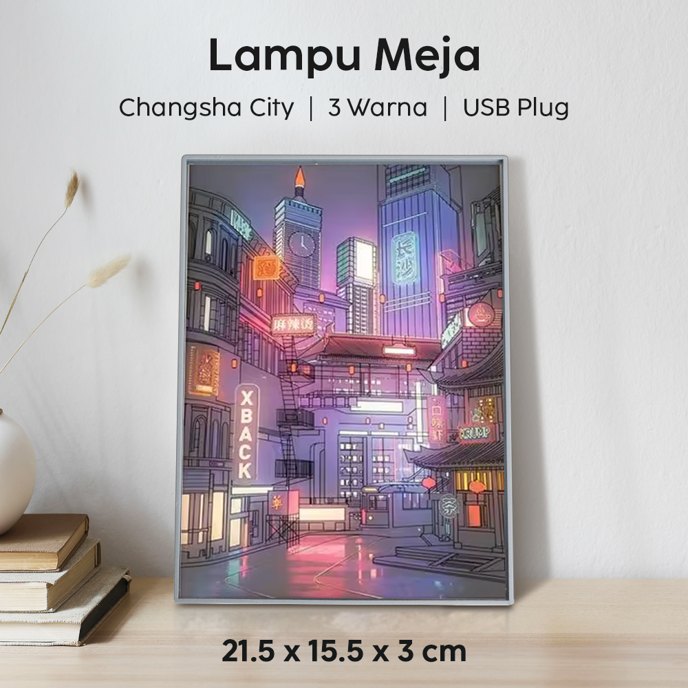 Gambar produk YORYZENG Lampu Meja Hias Lukisan 3in1 Color LED USB 21.5cm Changsha City - YY21