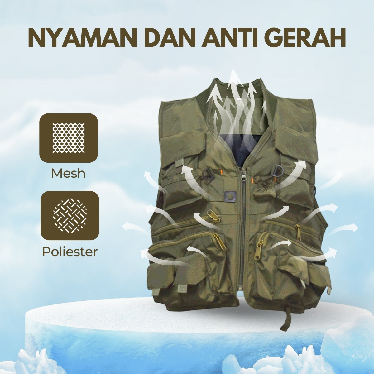 Gambar produk Deukio Rompi Pancing Fishing Vest Quick Dry Jacket XL - GDS09