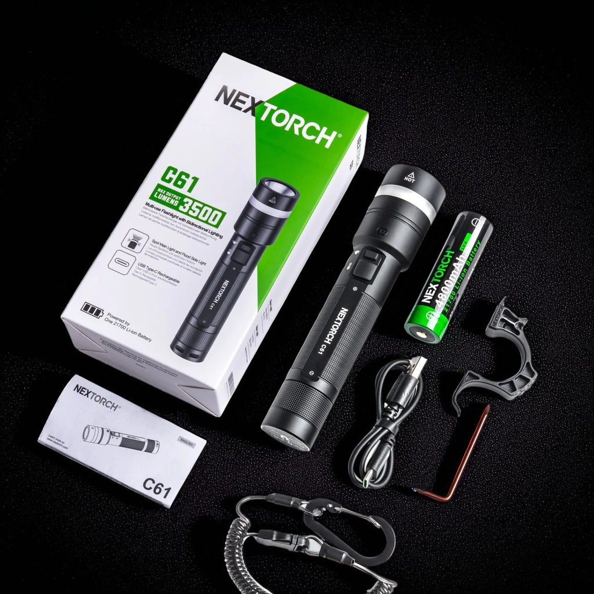 Gambar produk NEXTORCH Senter LED Tactical Flashlight IPX67 3500 Lumens - C61 SET