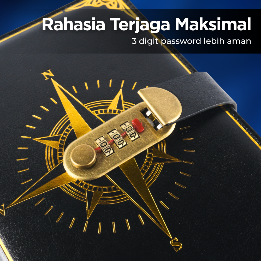 Gambar produk Toddi Buku Jurnal Leather Notebook Diary 300 Halaman with Lock - JJ-03