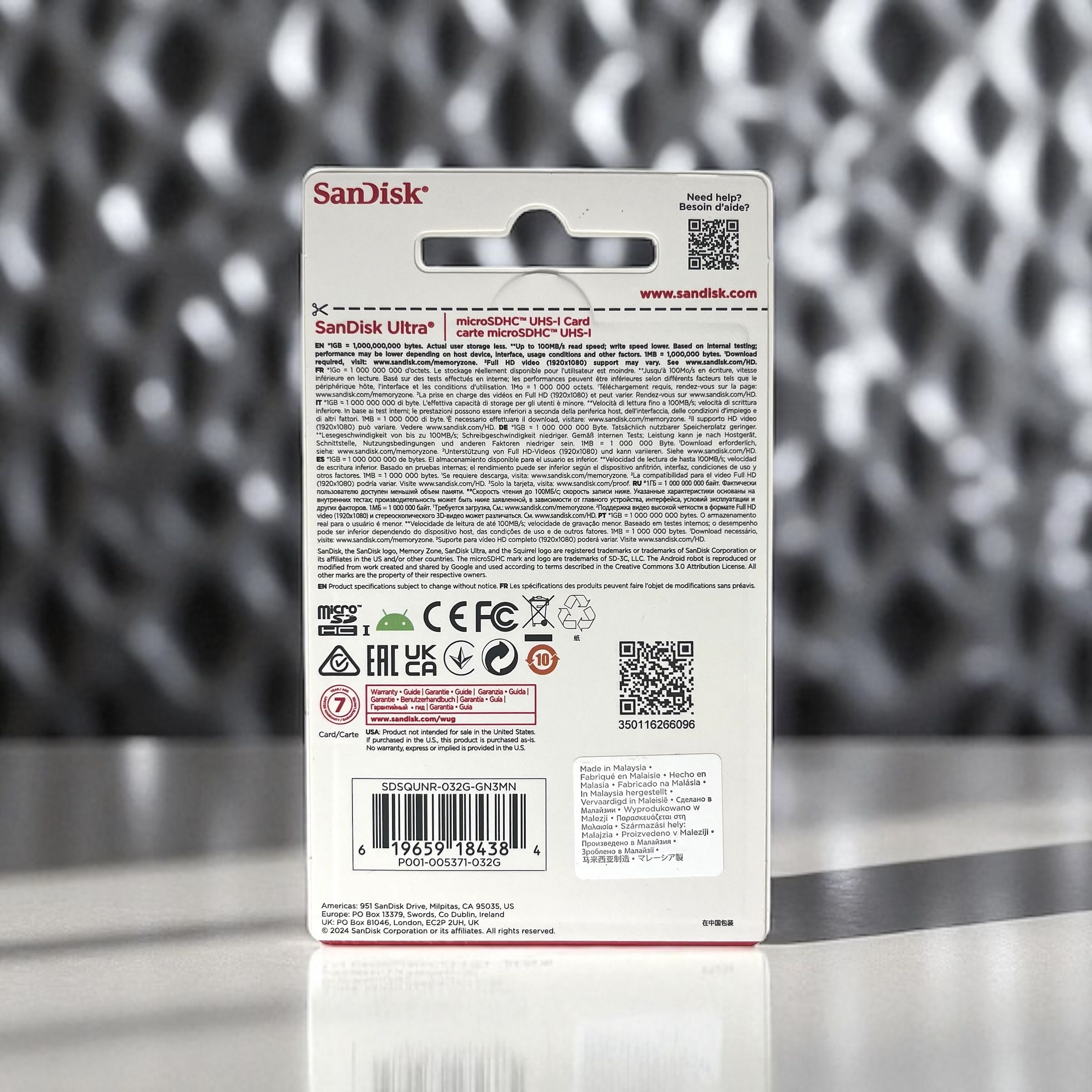 Gambar produk SanDisk Ultra microSDHC/SDXC UHS-I Class 10 100MB/s 32GB - SDSQUNR