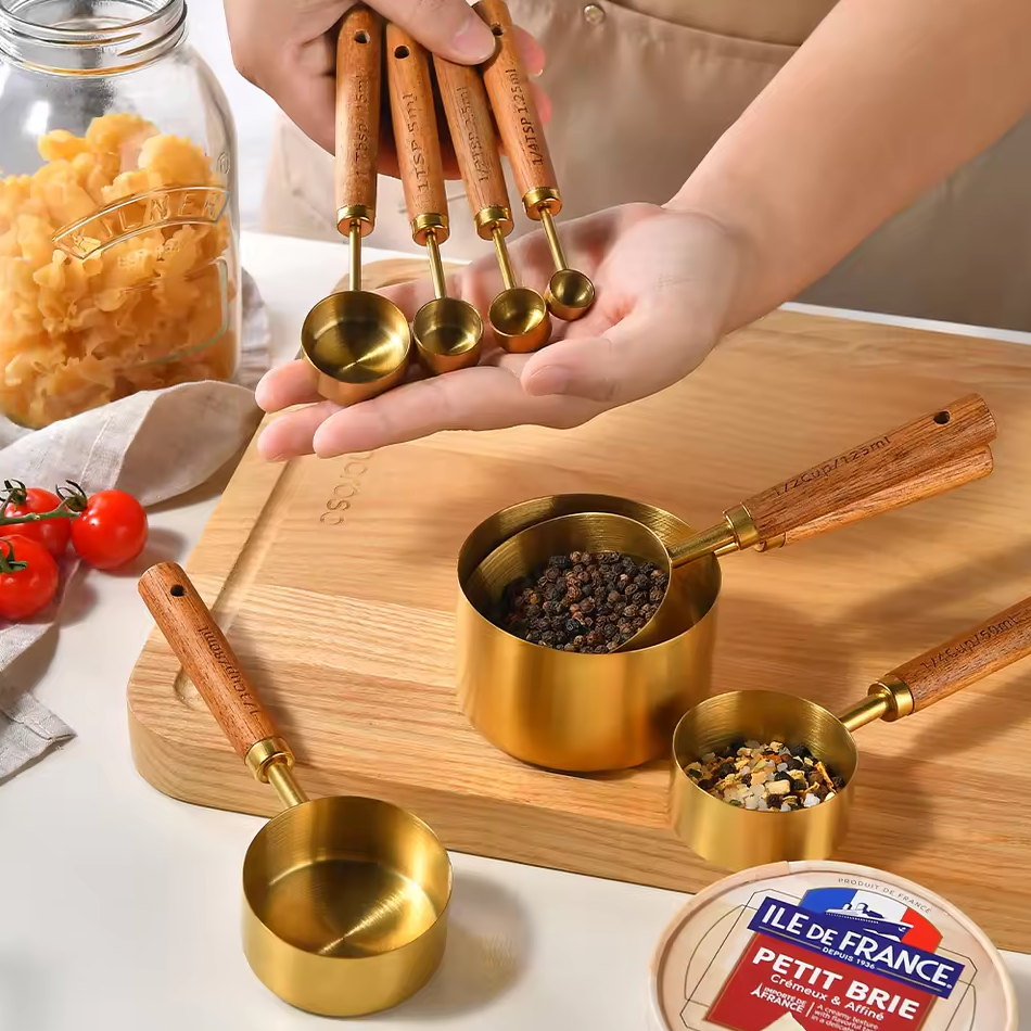 Gambar produk FOPME Sendok Takar Measuring Cups Spoons Baking Stainless Steel 8PCS - FM1