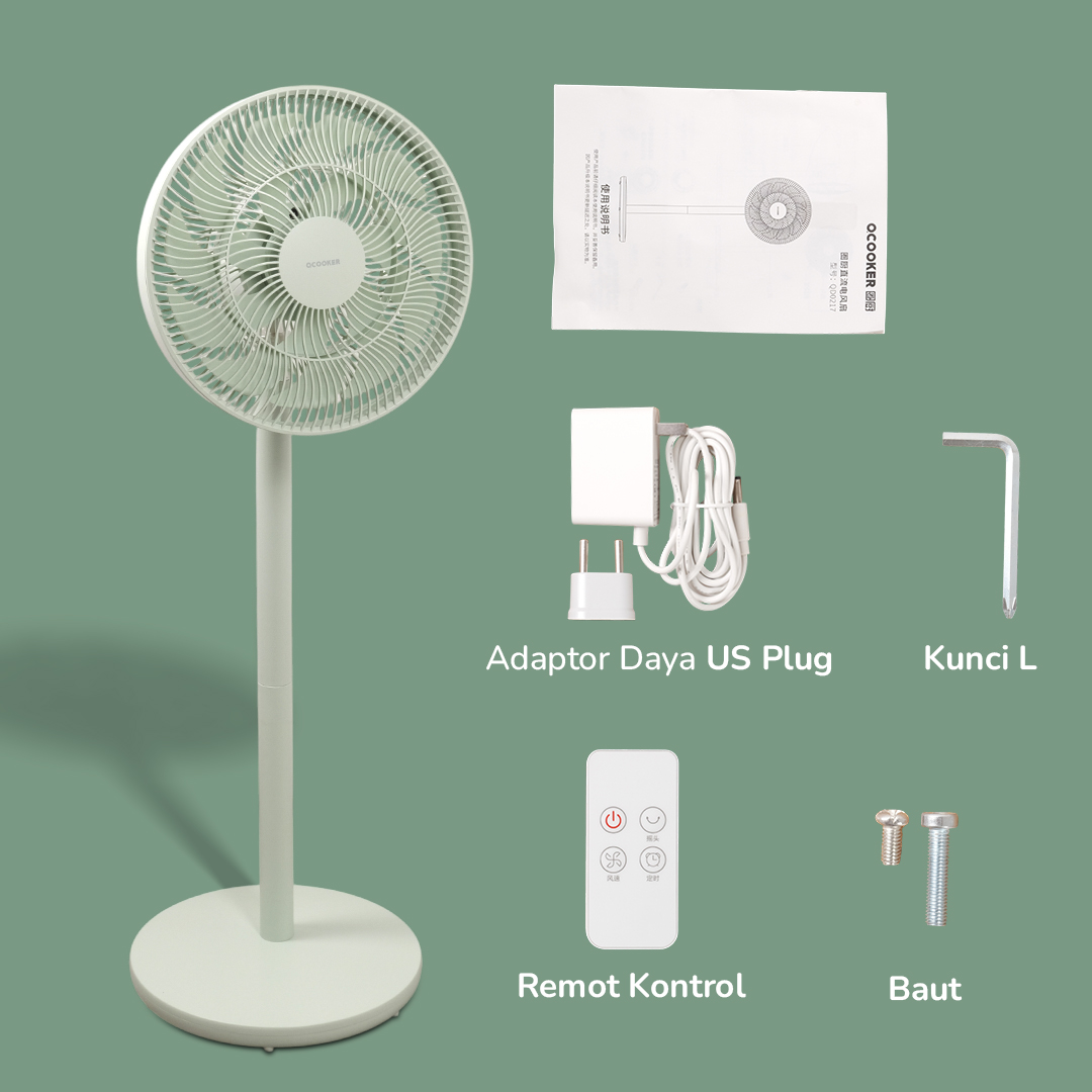 Gambar produk QCOOKER Kipas Angin Lantai Floor Fan Multi Angle Swing - QD0217