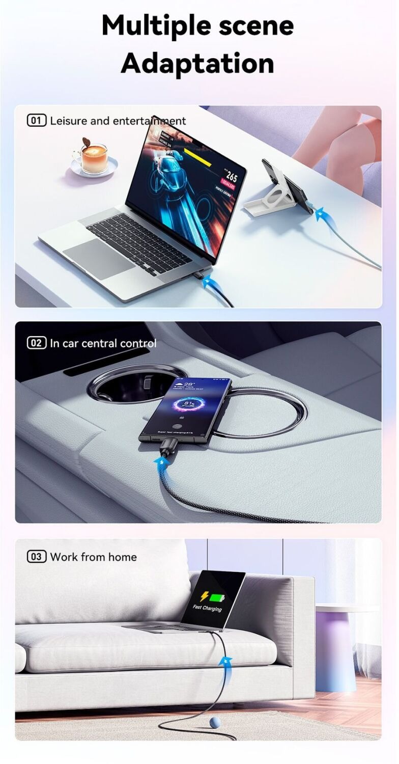 Gambar produk ESSAGER Sunset Kabel Data USB Type C to Type C Fast Charging 60W 1M - EXCTT2-CG01
