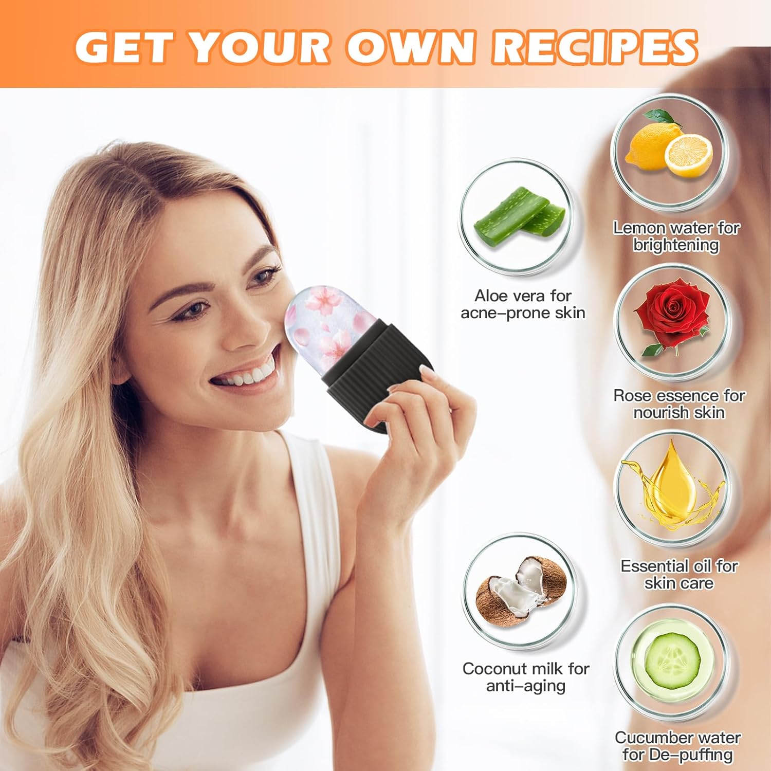 Gambar produk LANBENA Cetakan Es Batu Pijat Wajah Facial Ice Roller Silicone - LB01