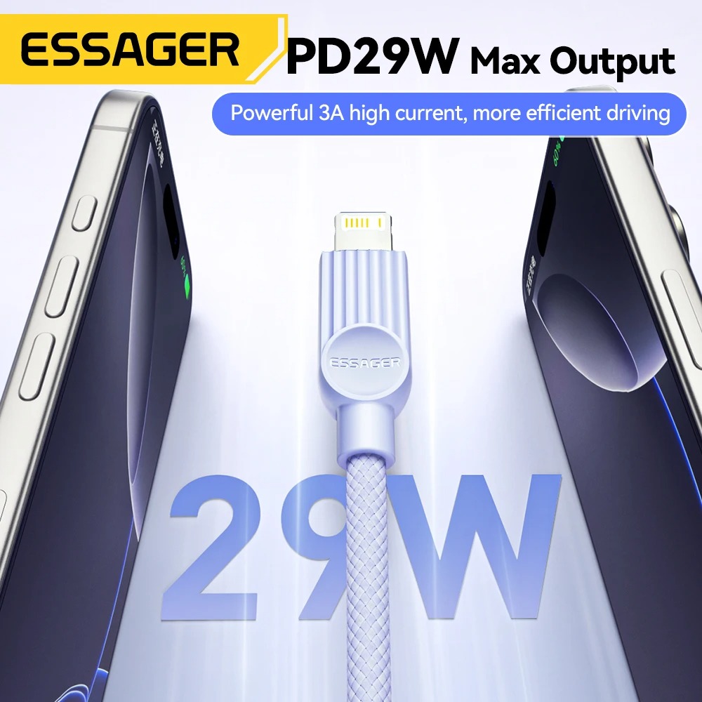 Gambar produk ESSAGER Kabel Data Type C to Lightning Fast Charging Braided 29W 2M - ES-X73