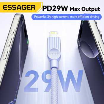Gambar produk ESSAGER Kabel Data Type C to Lightning Fast Charging Braided 29W 2M - ES-X73