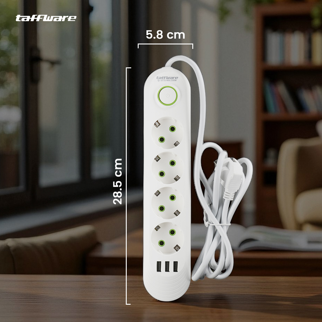 Gambar produk Taffware Stop Kontak USB Port EU Plug 10A 110-250V 2500W 4 Lubang - QL-1071U / QL-1072U