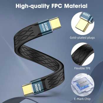 Gambar produk FMA Kabel USB Type C Data Cable Thunderbolt 4/3/PD240W 40Gbps 8K 13cm - FM-U48K