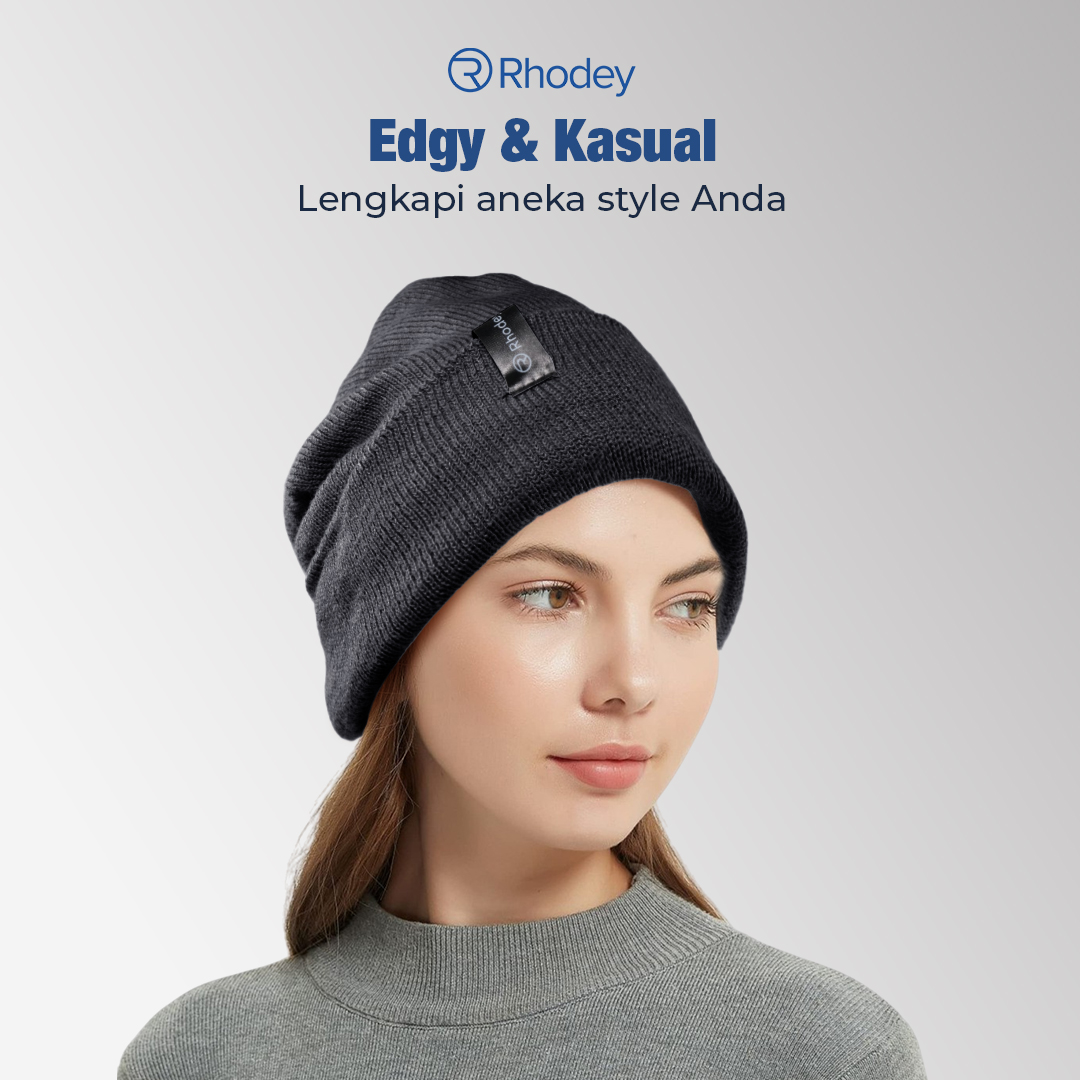 Gambar produk Rhodey Topi Kupluk Rajut Pria Wanita Poliester Beanie Hat Winter - EC002