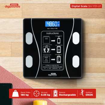 Gambar produk Taffware Digipounds Timbangan Badan Digital Scale Temperature 180kg - SH-Y01-U1