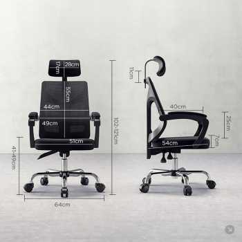 Gambar produk HBADA Kursi Kantor Ergonomic Office Chair Lumbar Support Headrest - HDNY164BM