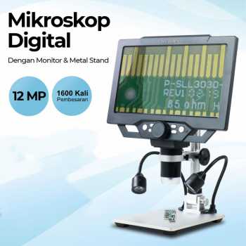 Gambar produk Taffware Mikroskop Digital 12MP 1600X dengan Monitor and Metal Stand - G1600