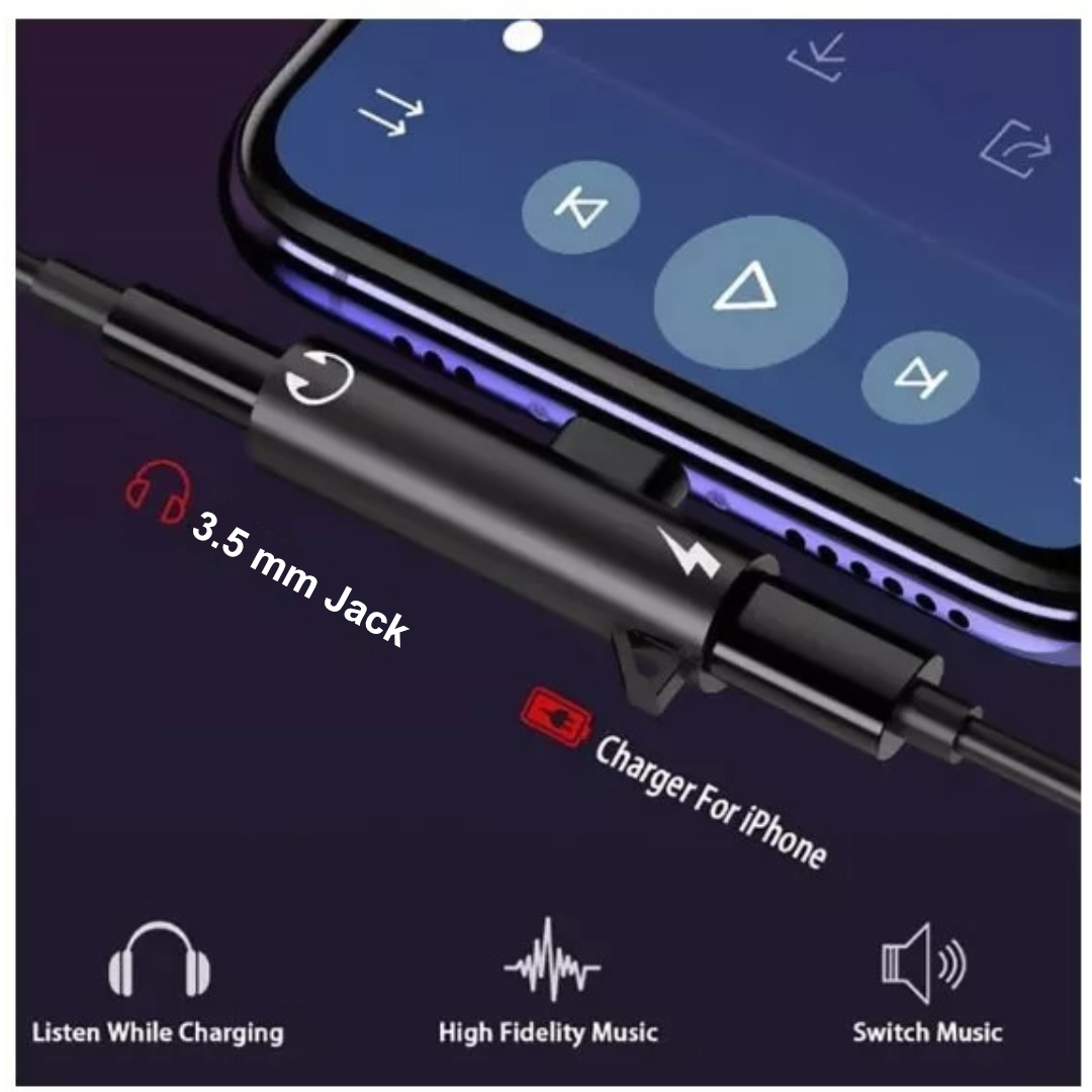 Gambar produk PAUIAO OTG 2in1 Lightning AUX 3.5 mm Jack Female to Lightning Male - P21