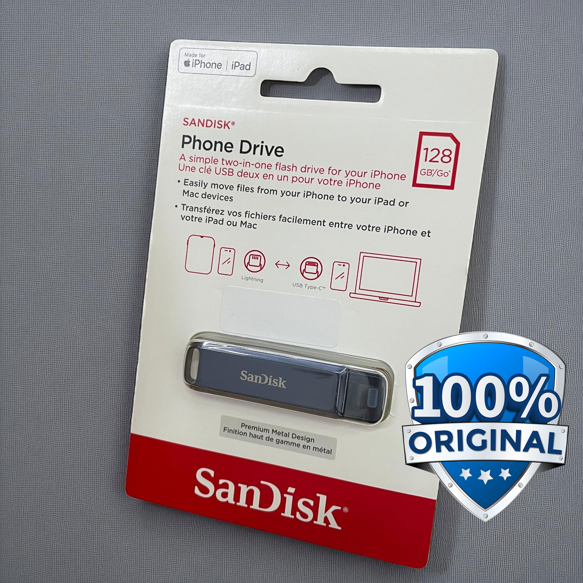 Gambar produk SanDisk Phone Drive USB Type-C Lightning 90MB/s 128GB - SDIXD0N