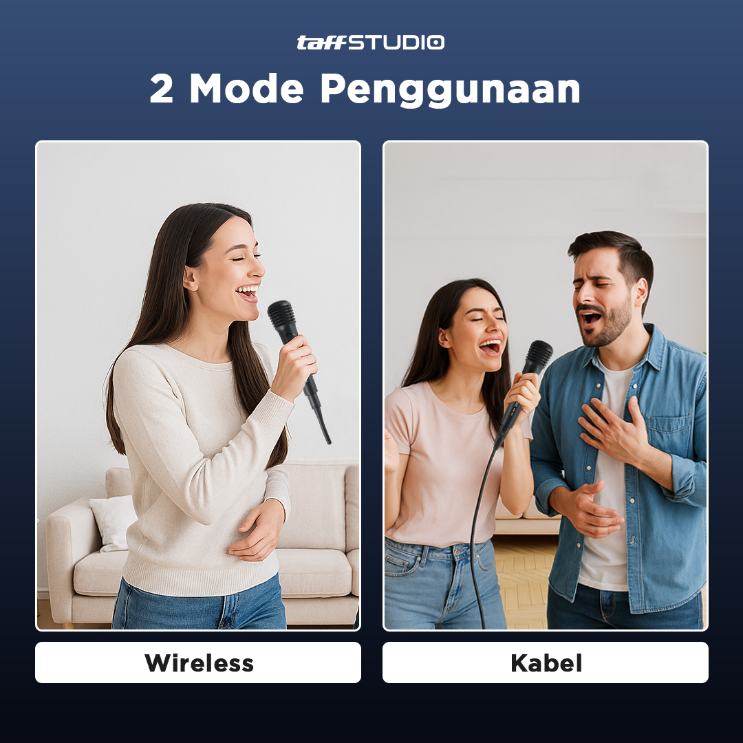 Gambar produk TaffSTUDIO Mikrofon Karaoke Mic Profesional 2 in 1 Wireless Wired - WM-308