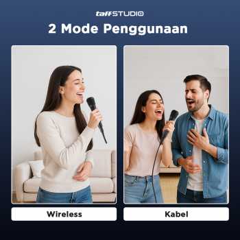 Gambar produk TaffSTUDIO Mikrofon Karaoke Mic Profesional 2 in 1 Wireless Wired - WM-308