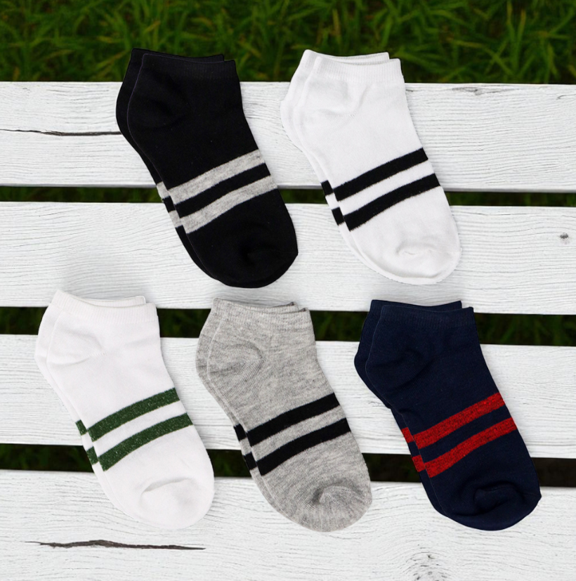 Gambar produk Kaos Kaki Ankle Kasual Strip Breatheable Sock Wanita 35-39 5 Pasang