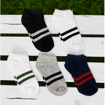 Gambar produk Kaos Kaki Ankle Kasual Strip Breatheable Sock Wanita 35-39 5 Pasang