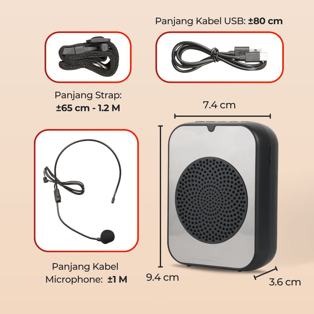 Gambar produk SOAIY Speaker Pinggang Bluetooth Voice Amplifier LED Wired 8W - H6