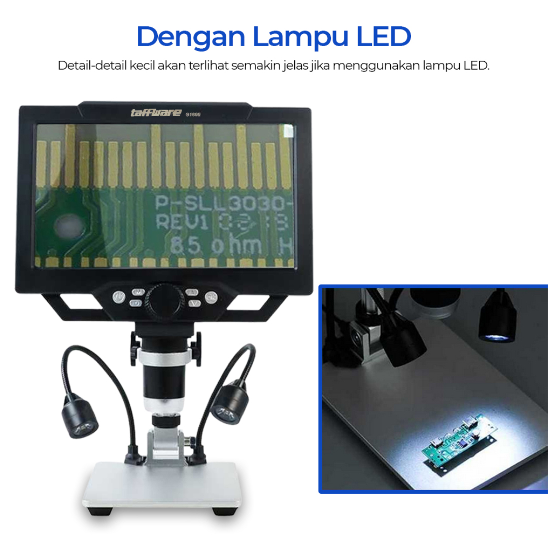 Gambar produk Taffware Mikroskop Digital 12MP 1600X dengan Monitor and Metal Stand - G1600