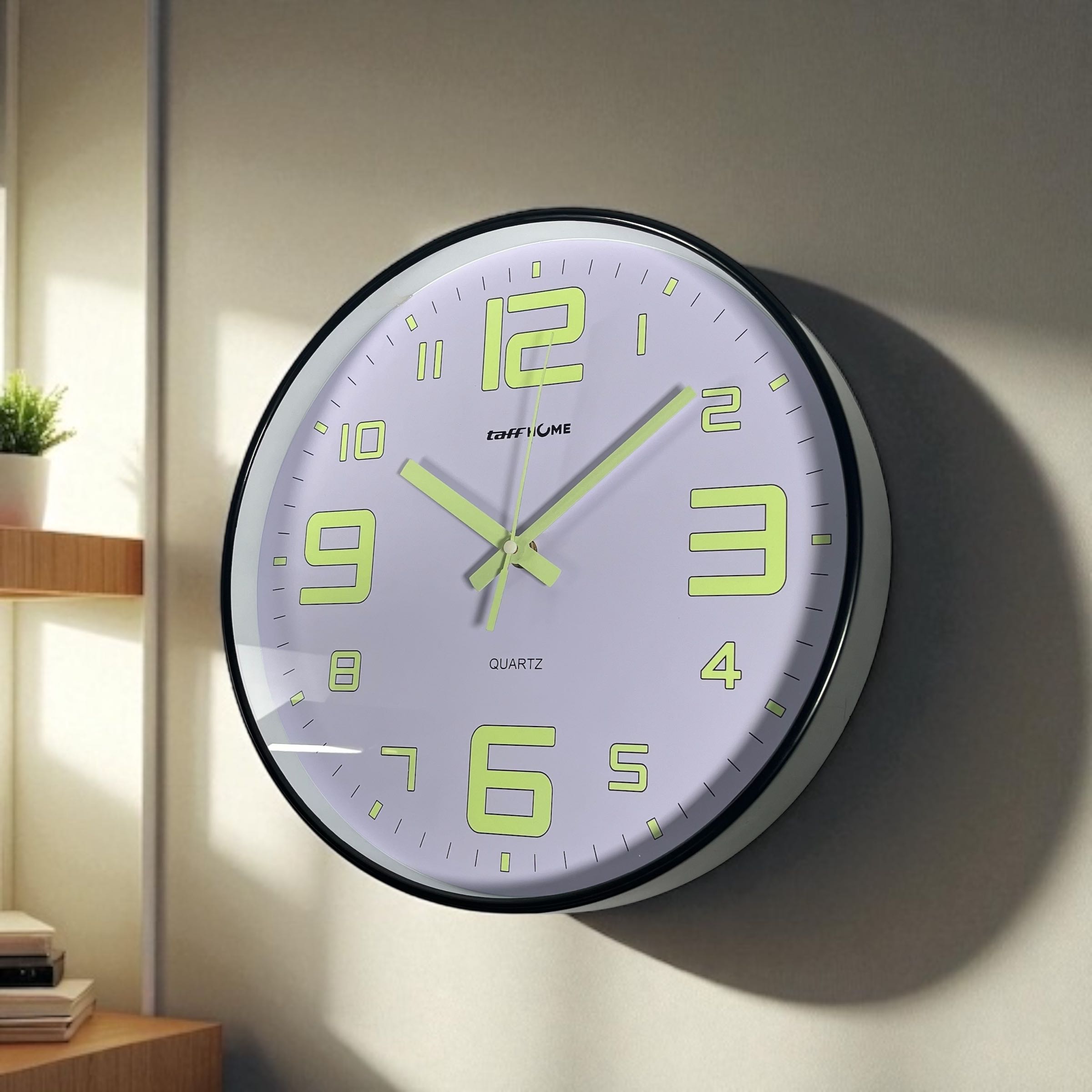 Gambar produk TaffHOME Jam Dinding Quartz Luminous Glow in The Dark Large Font 30cm - INU6