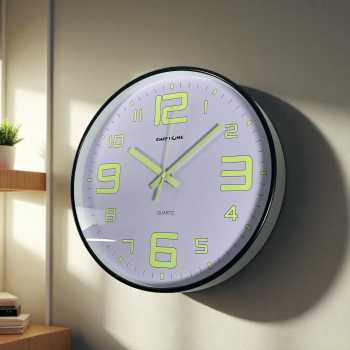 TaffHOME Jam Dinding Quartz Luminous Glow in The Dark Large Font 30cm - INU6