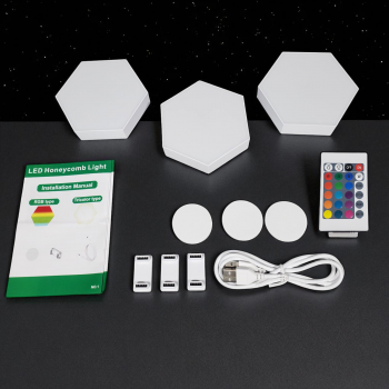 Gambar produk JGT Lampu Hias Hexagonal Dinding LED RGB Touch Control 3 PCS - 80944