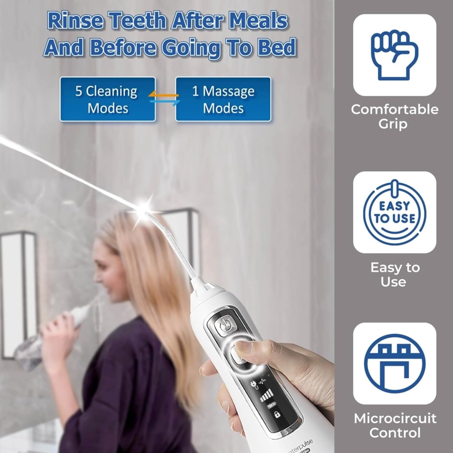 Gambar produk Waterpulse Dental Flosser Semprot Pembersih Gigi 5 Mode 320ml - V580