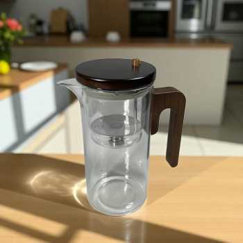 Gambar produk TERNITEA Teko Teh Kaca Saringan Tahan Panas One Click Filter Teapot 800ml - TR-68