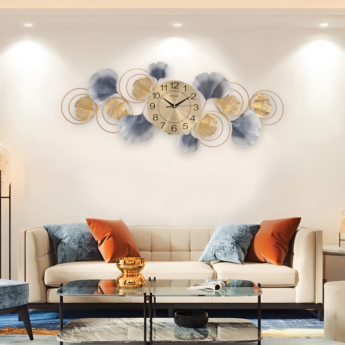 Gambar produk TaffHOME Jam Dinding Dekorasi Quartz Decoration Luxury European Style Horizontal - 2077-9135