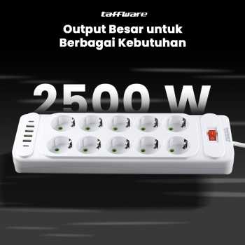 Gambar produk Taffware Stop Kontak USB Type C EU Plug 10A 110-250V 2500W 10 Lubang - QL-1077U / QL-1078U