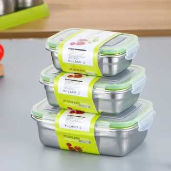Gambar produk TaffHOME Kotak Makan Anti Tumpah Lunch Box Stainless Steel 304 350ml - KT273