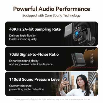 Gambar produk TELESIN Mikrofon Wireless Lavalier Bluetooth Microphone Clip Type C - P5-MCP-01