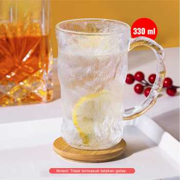 Qianli Gelas Kaca Tea Soda Glass Ice Glacier Hammer Pattern 330ml - ZB129