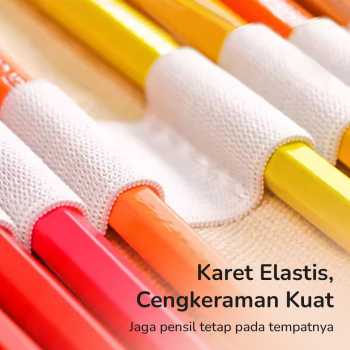 Gambar produk MARCO Bohemian Tas Tempat Pensil Gulung Canvas 48 Slot 20.5x56cm - EN-71