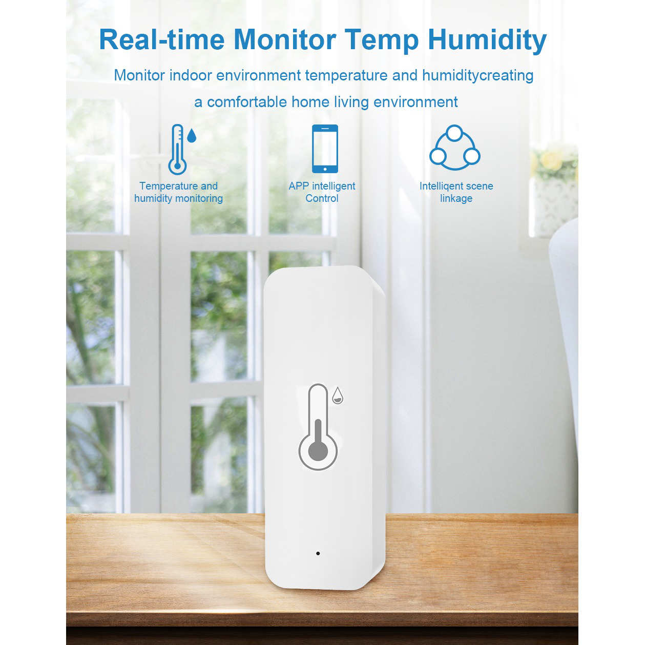 Gambar produk Smart Temperature Humidity Sensor Hygrometer Real Time Wifi Tuya Apps Wifi - TH01