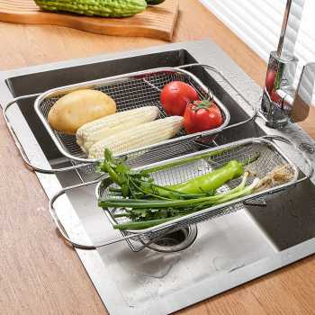 Fibra Saringan Buah Sayur Wastafel Retractable Vegetable Washing Basin - INU131