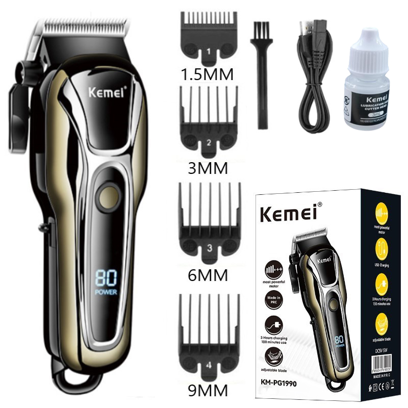 Gambar produk Kemei Alat Cukur Rambut Elektrik Hair Clipper Trimmer LCD 2000mAh - KM-PG1990A